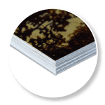 Callout image showing corner detail of a wooden photo print