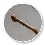 Callout image of mounting slots on back of wooden print