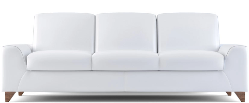 White sofa with brown feet